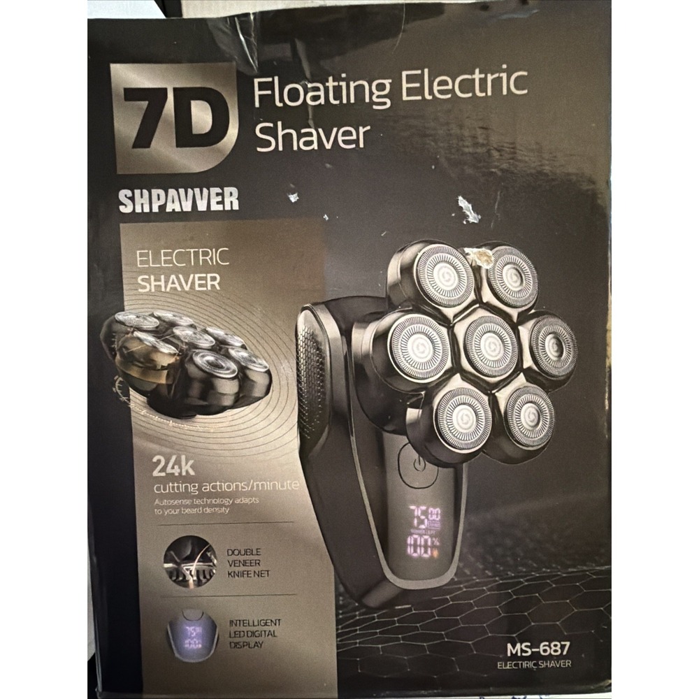 7D Head Shaver for Bald Men Detachable Head Shaver LED Display Dry/Wet!